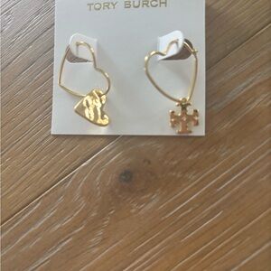 Tory Burch Gold Heart Drop Earrings